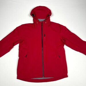 Chick fil A Team Member Jacket Womens S Red Rain Jacket Hood Oobe Workcore